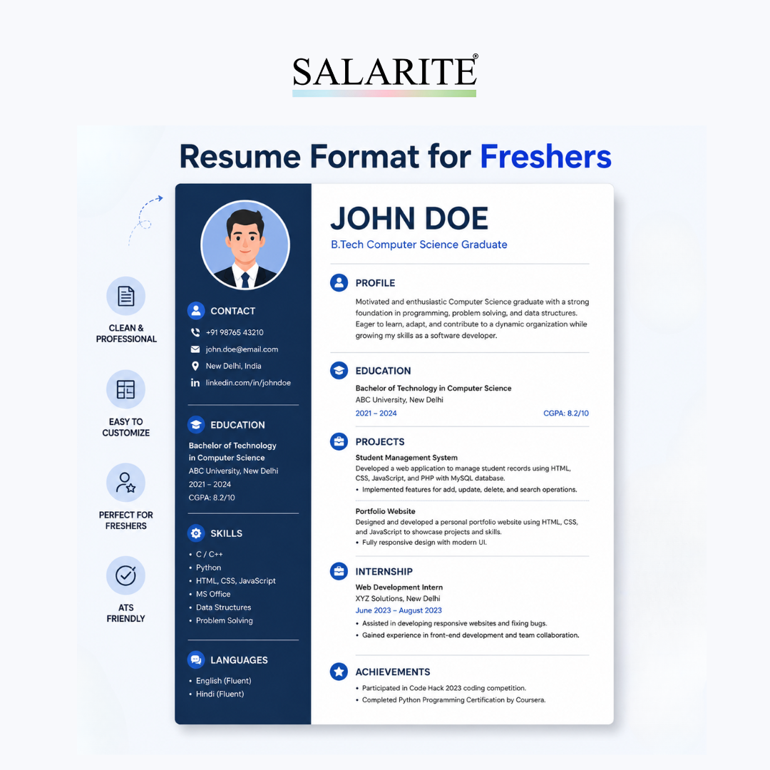 Resume Format for Freshers